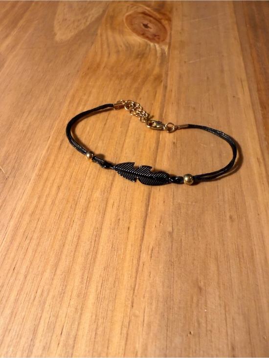 Jewelry - Black Feather Cord Bracelet - Women Jewelry